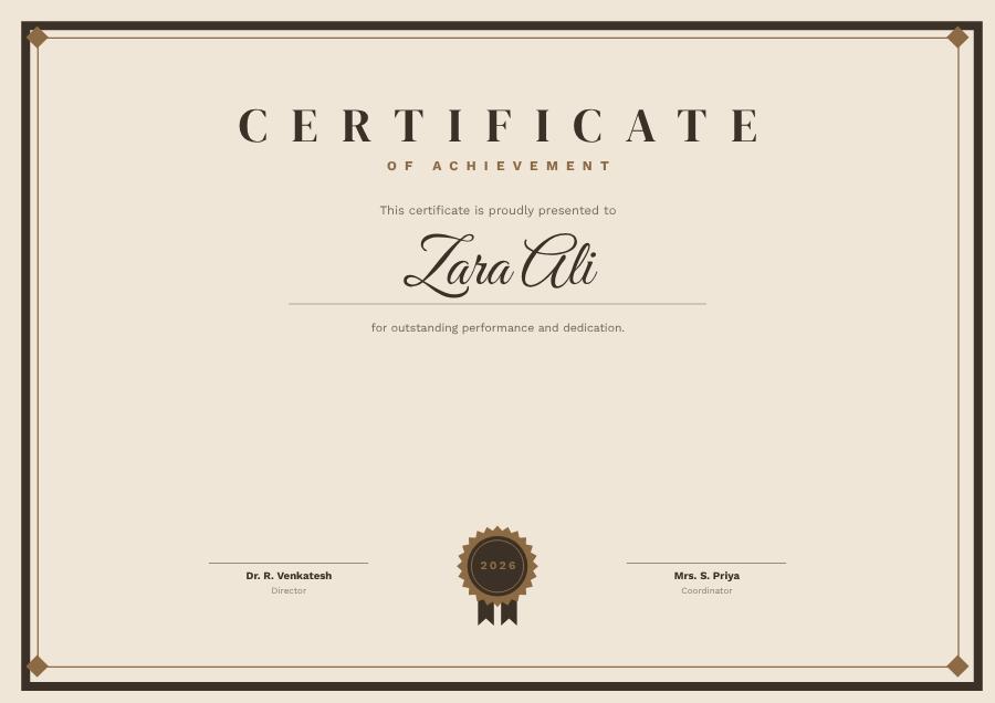 Sand Of Achievement Certificate Formal — editable certificates template