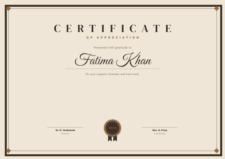 Sand Of Appreciation Certificate Modern — editable certificates template