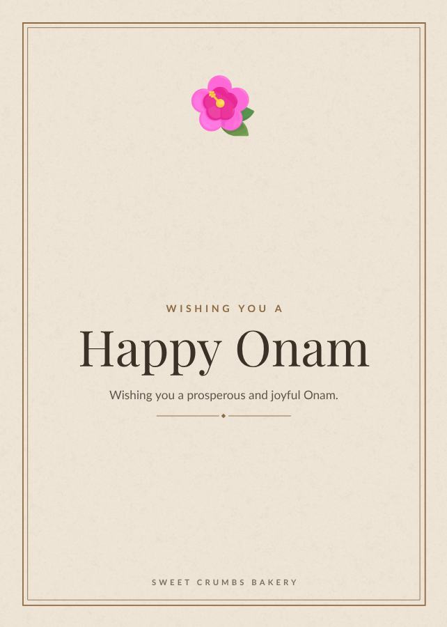 Sand Onam Greeting Card — editable festivals template