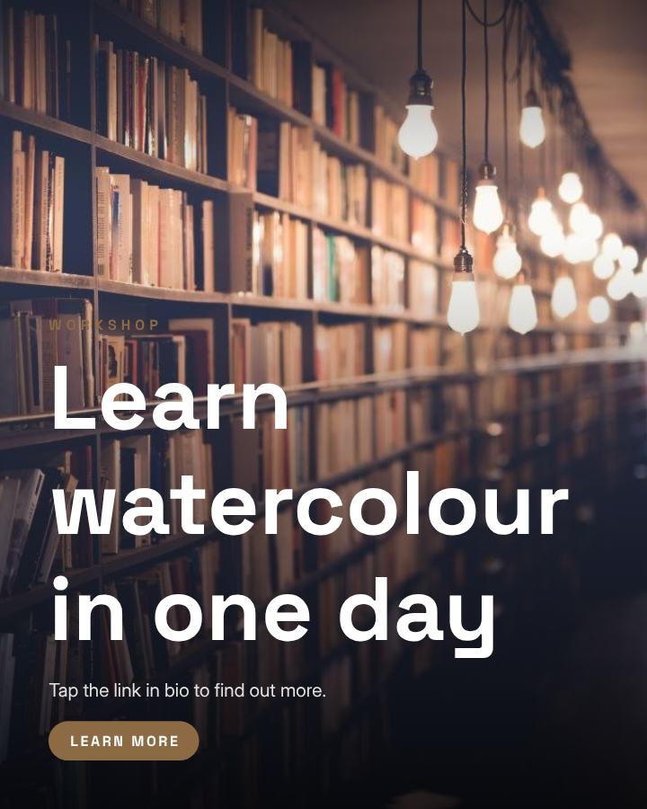 Sand Photo Learn watercolour in one day Announcement Post — editable social media template