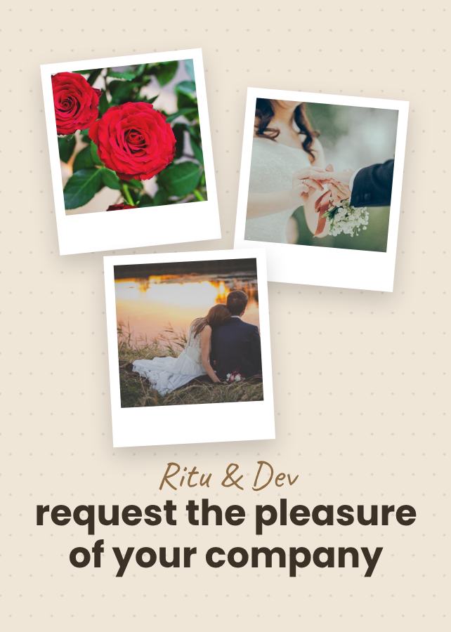 Sand Polaroid Ritu and Dev Wedding Invitation — editable wedding template