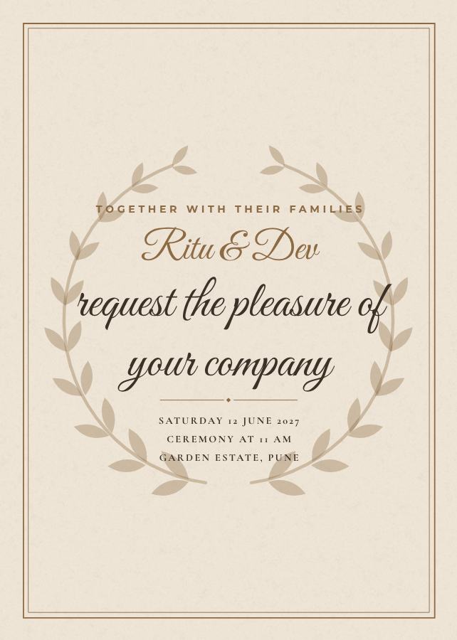Sand Ritu and Dev Wedding Invitation — editable wedding template