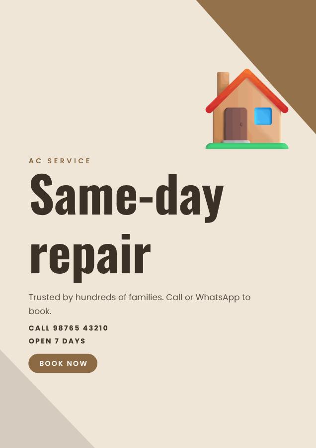 Sand Same-day repair Ac service Flyer Info — editable business template