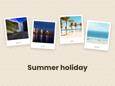 Sand Summer holiday 4 Polaroid Album Page template