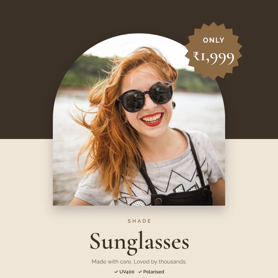 Sand Sunglasses Product Ad — editable marketing template