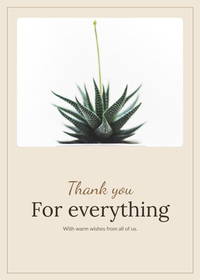 Sand Thank you for everything Card IV — editable cards template