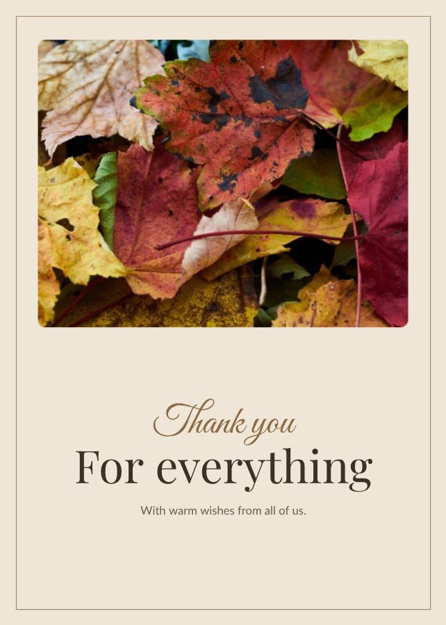 Sand Thank you for everything Card IX — editable cards template