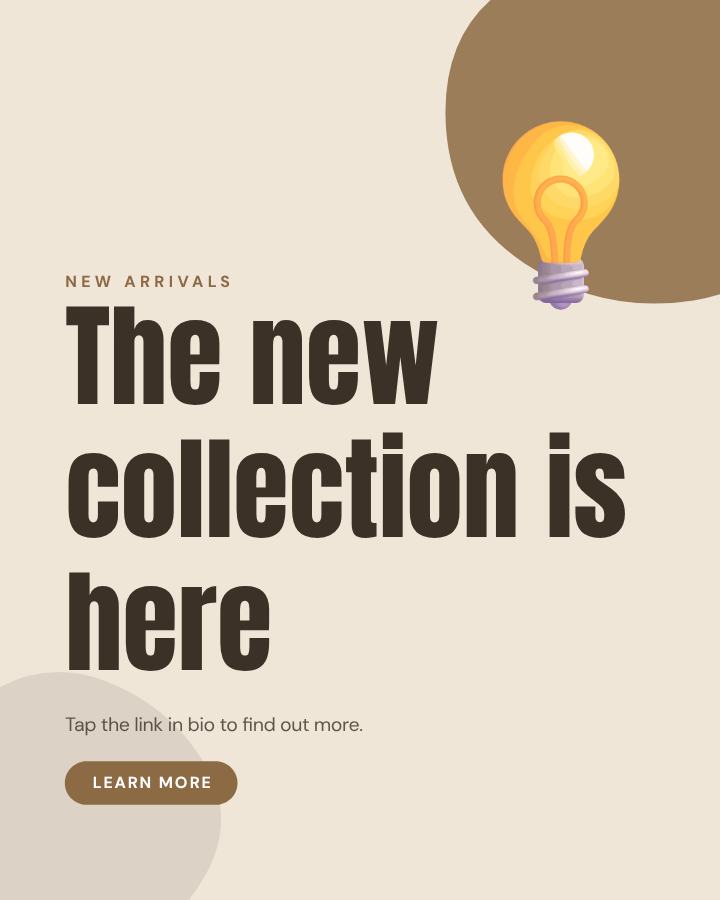 Sand The new collection is here Announcement Post — editable social media template