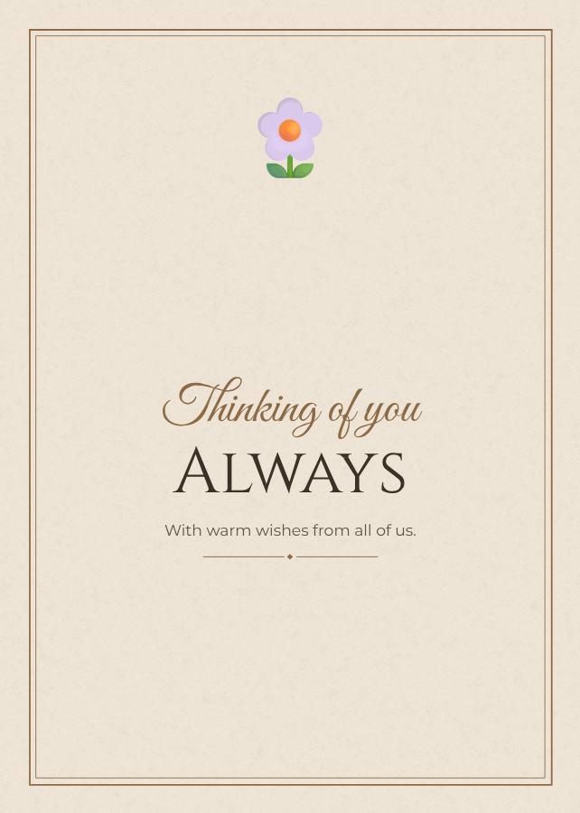 Sand Thinking of you always Card VIII — editable cards template