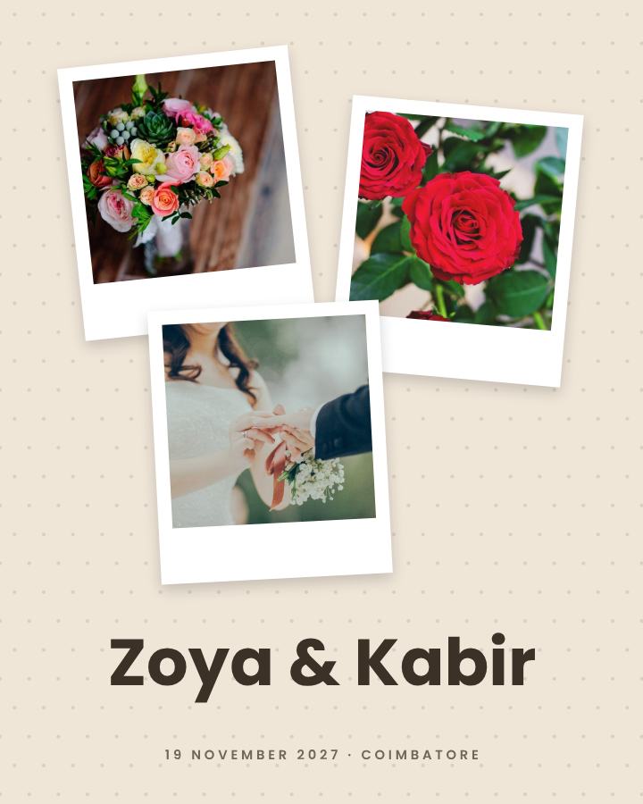 Sand Zoya and Kabir Save the Date — editable wedding template