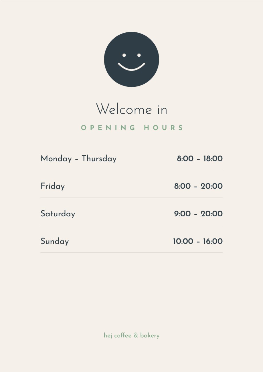 Scandi Opening Hours Sign — editable business template