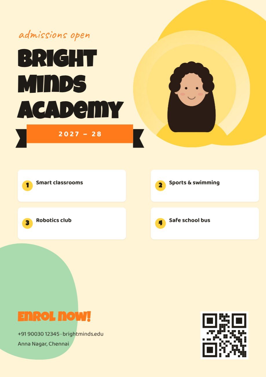 School Admission Flyer — editable marketing template