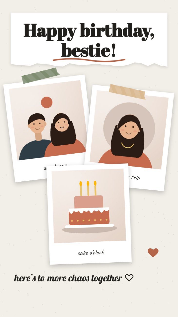 Scrapbook Best Friend Birthday Story — editable birthday template