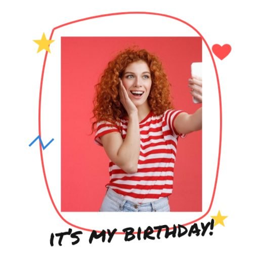 Scribble Doodle Selfie Birthday Post template