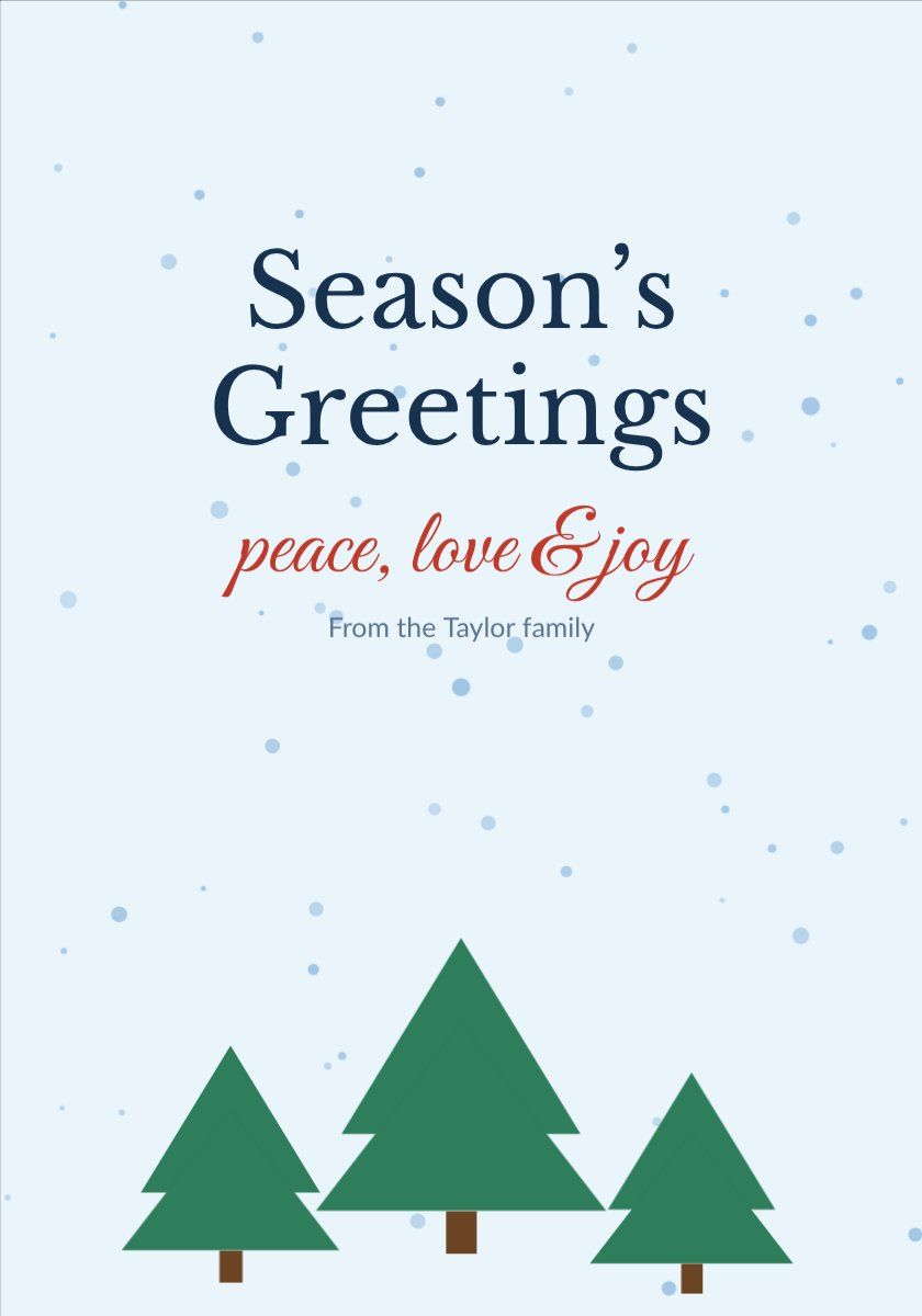 Season Greetings Card — editable cards template