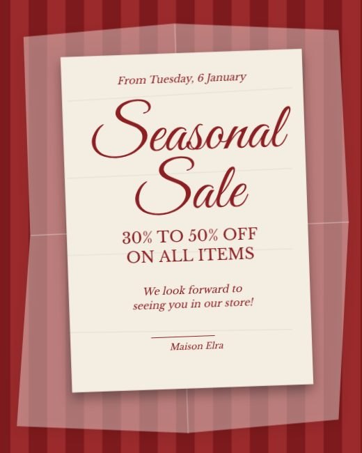 Seasonal Sale Card On Stripes