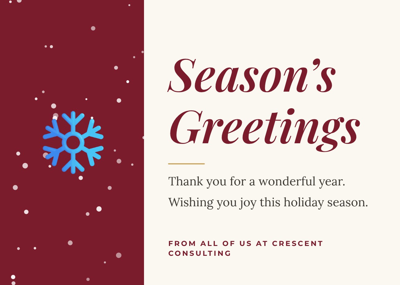 Season’s Greetings Corporate Card — editable festivals template