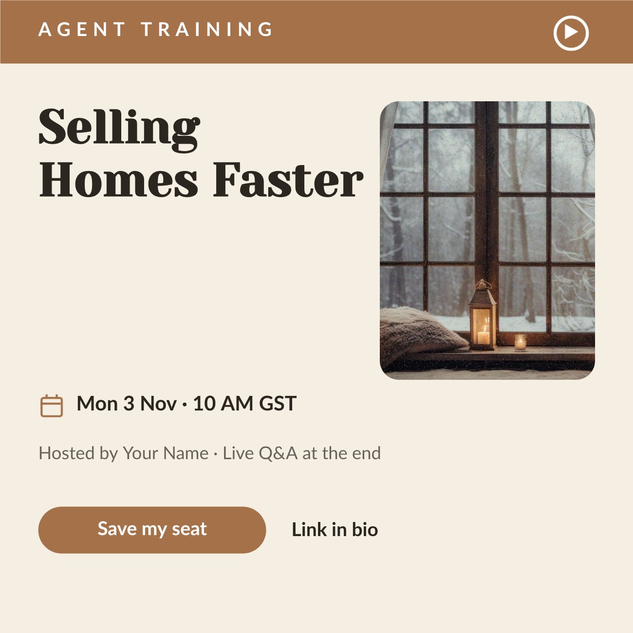 Selling Homes Faster Webinar Post — editable marketing template