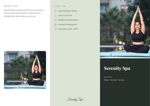 Serenity Spa Tri-fold Brochure