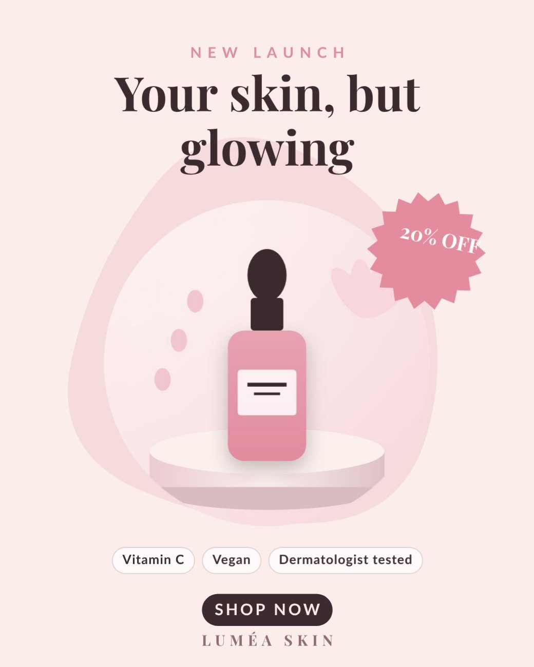 Serum Glow Podium Ad — editable marketing template
