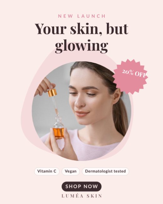 Serum Glow Podium Ad — free salon flyer template