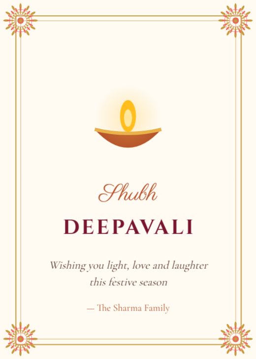 Shubh Deepavali Greeting Card — free Diwali design template