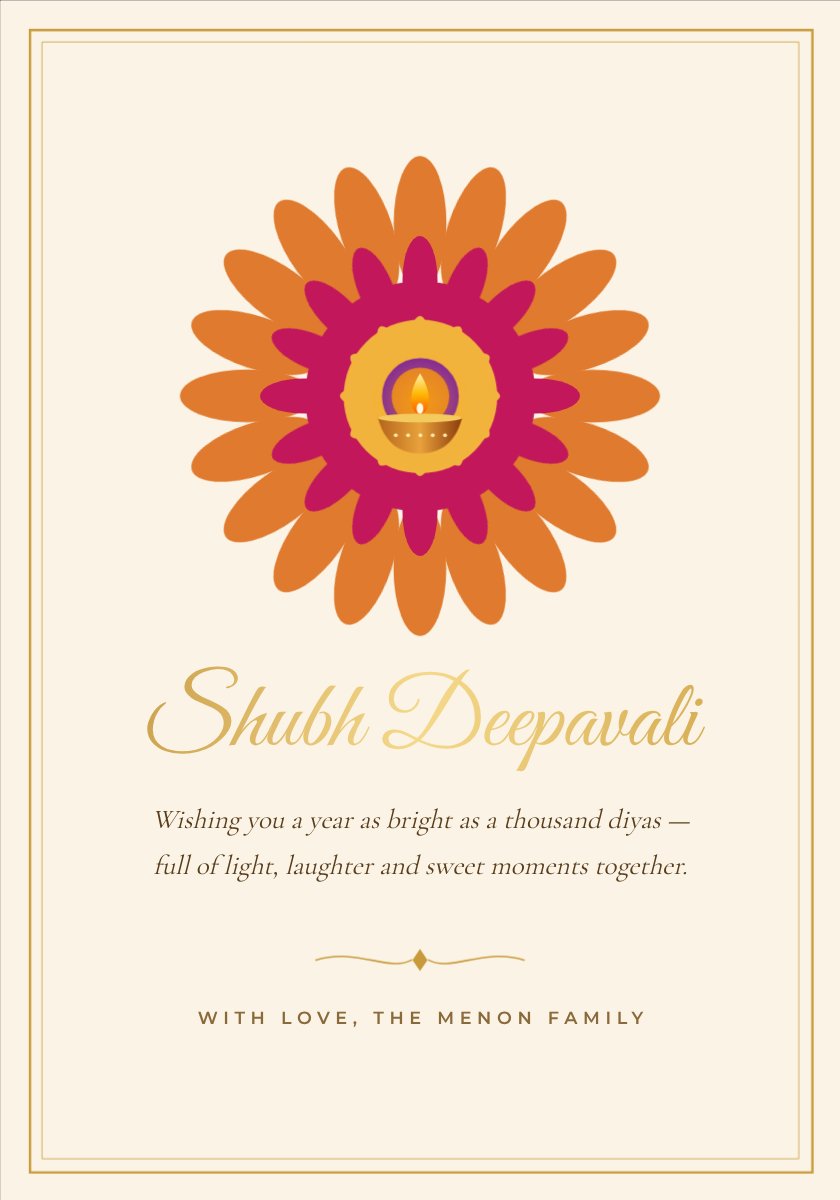 Shubh Deepavali Greeting Card — editable festivals template