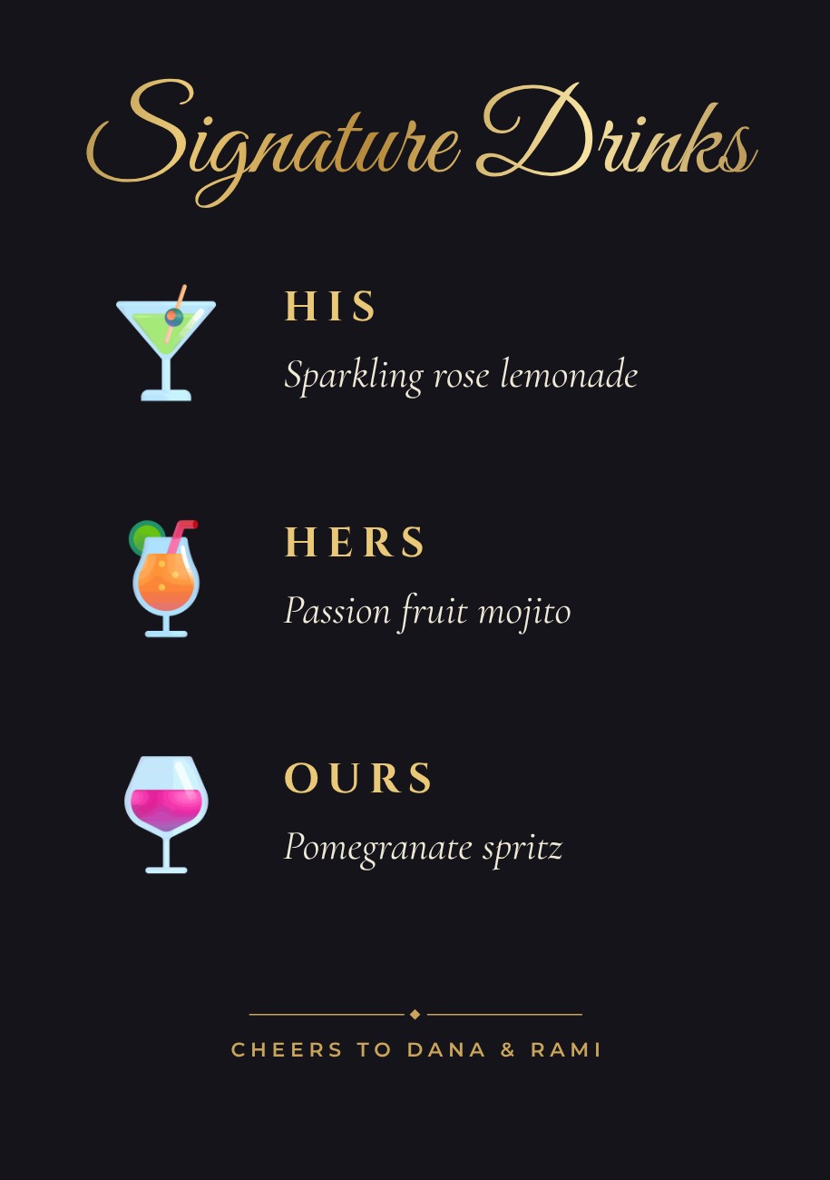 Signatzre Signature Drinks Bar Sign — Free Template | Magical Touch Design