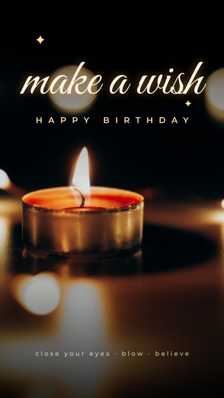 Single Candle Make a Wish Story — editable birthday template