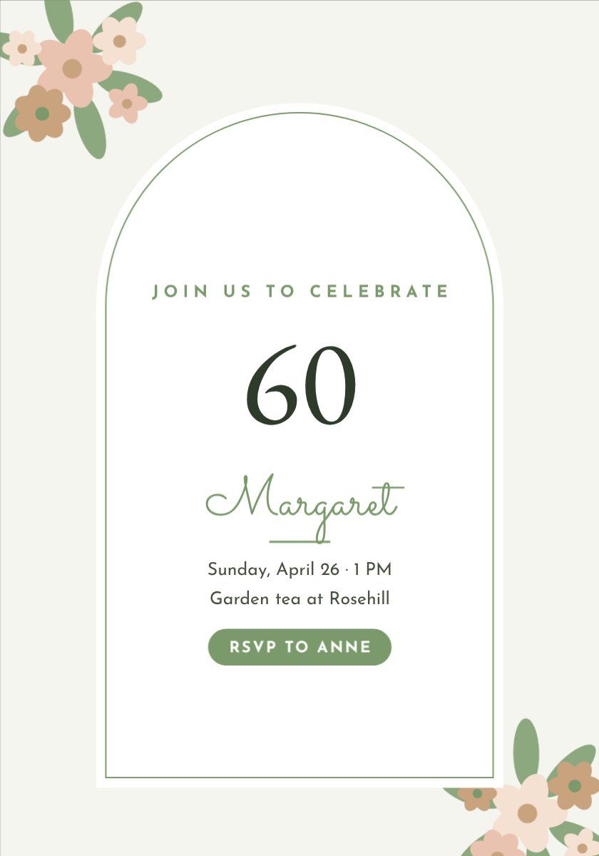Sixtieth Garden Party — editable birthday template