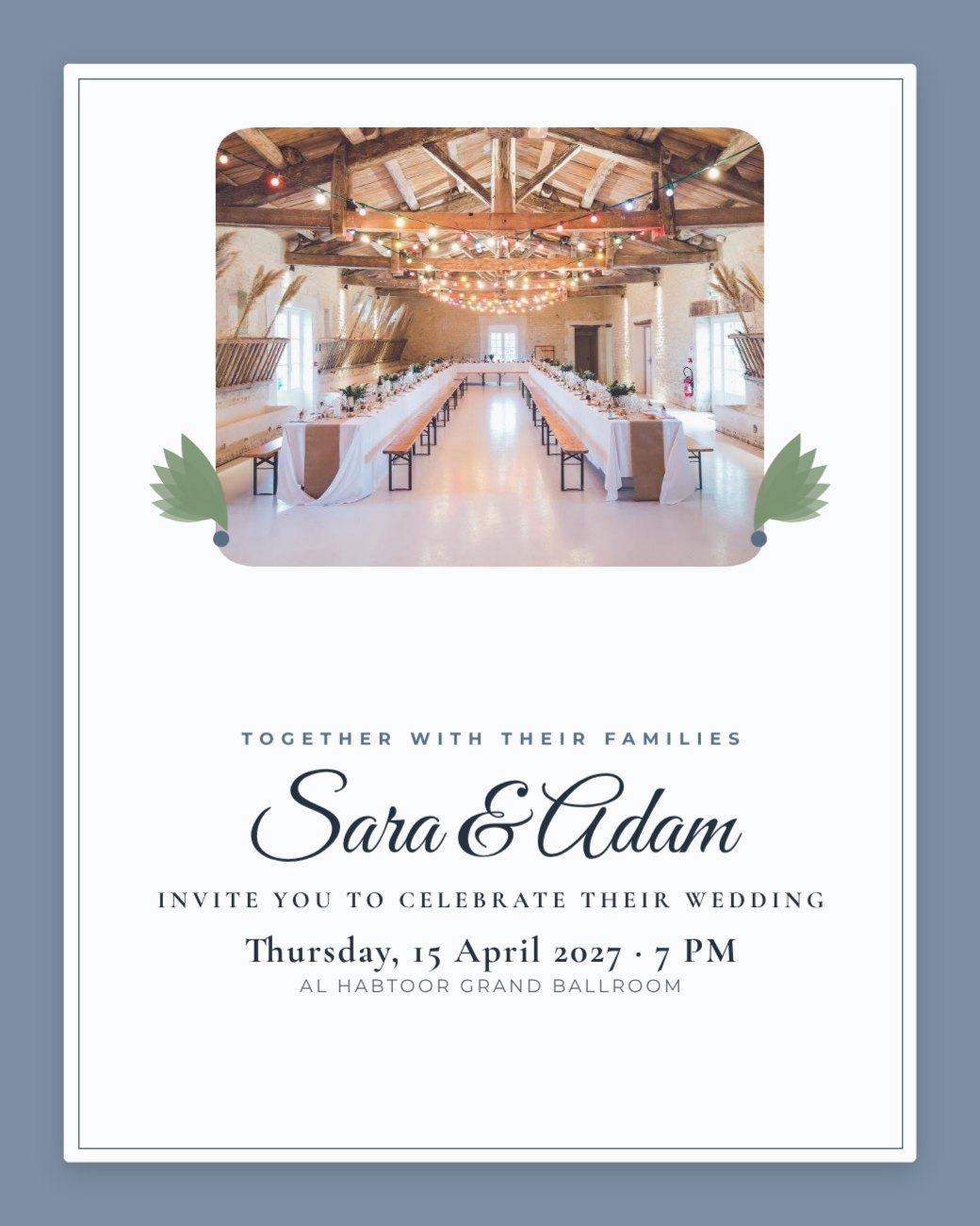 Slate Rounded Wedding Invitation — editable wedding template