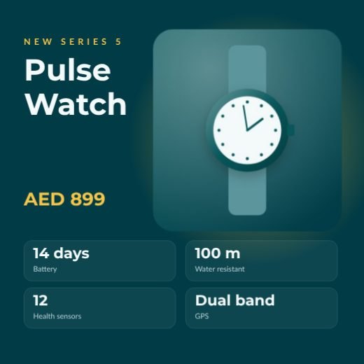 Smartwatch Spec Card template