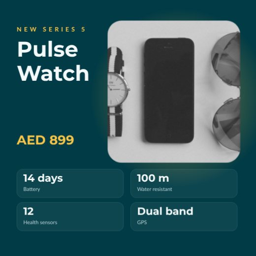 Smartwatch Spec Card — free gym poster template