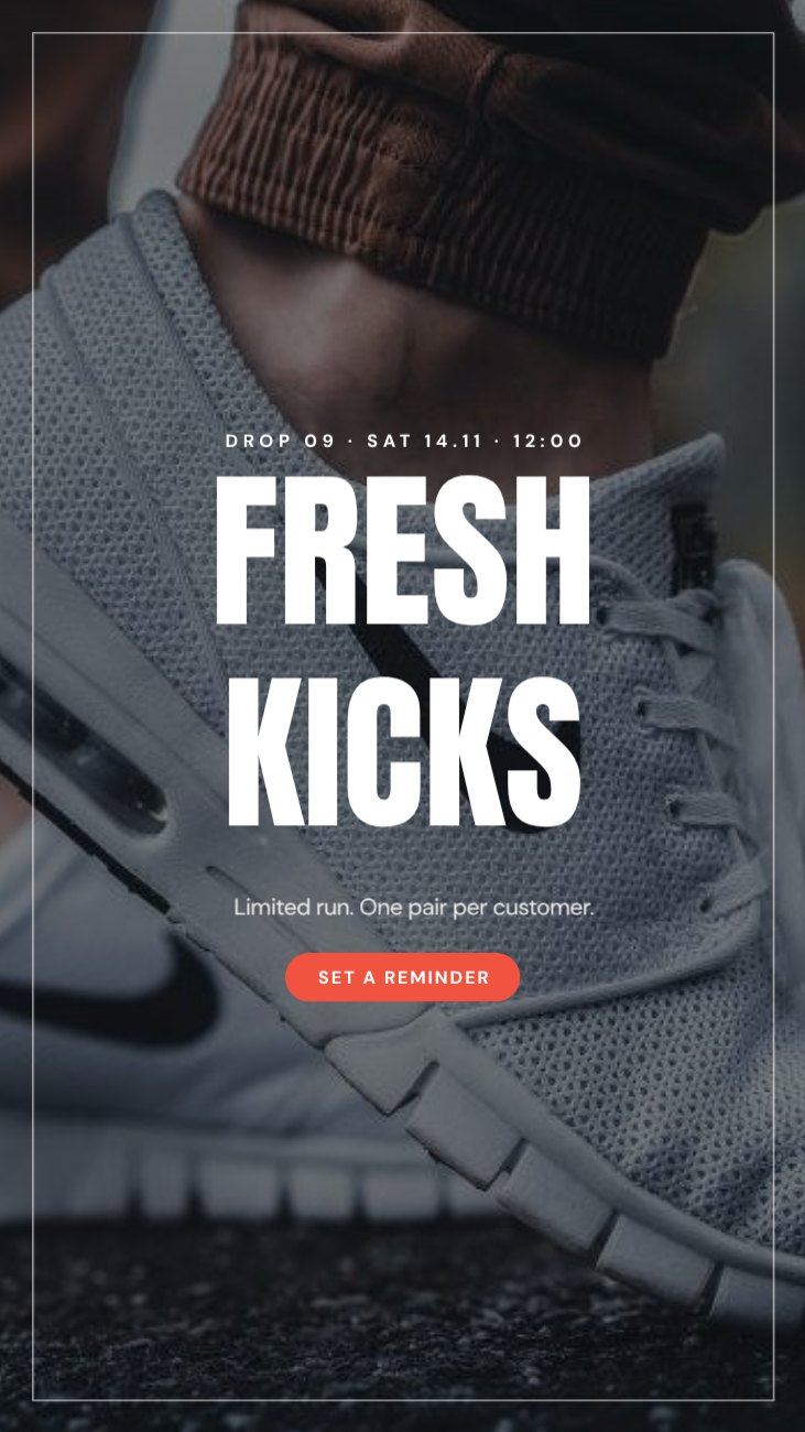 Sneaker Drop Story — editable marketing template