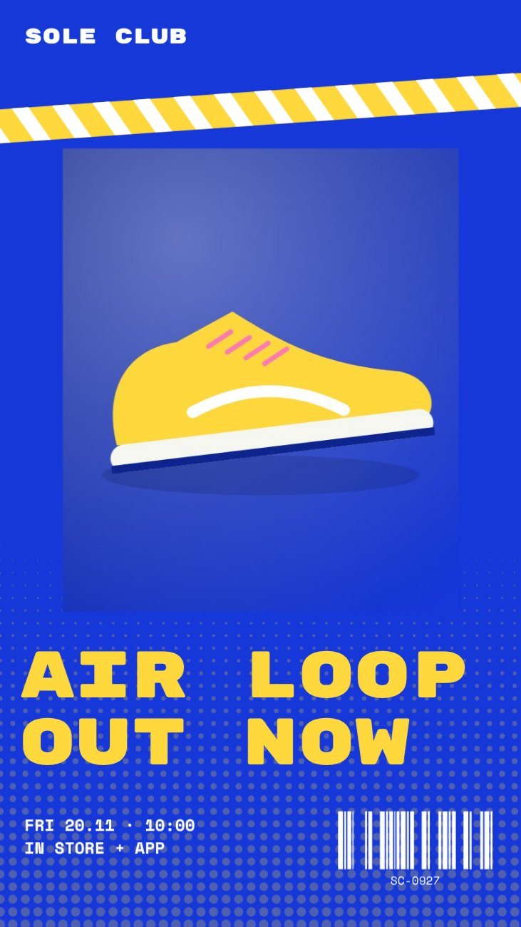 Sneaker Release Story — editable marketing template