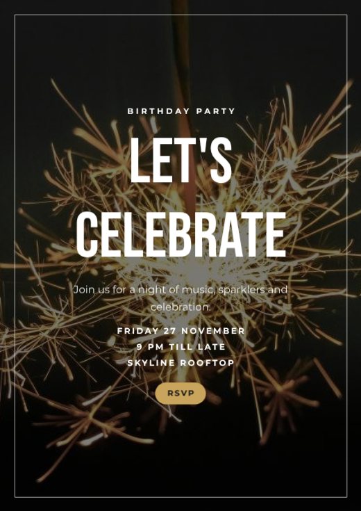 Sparkler Birthday Party Poster