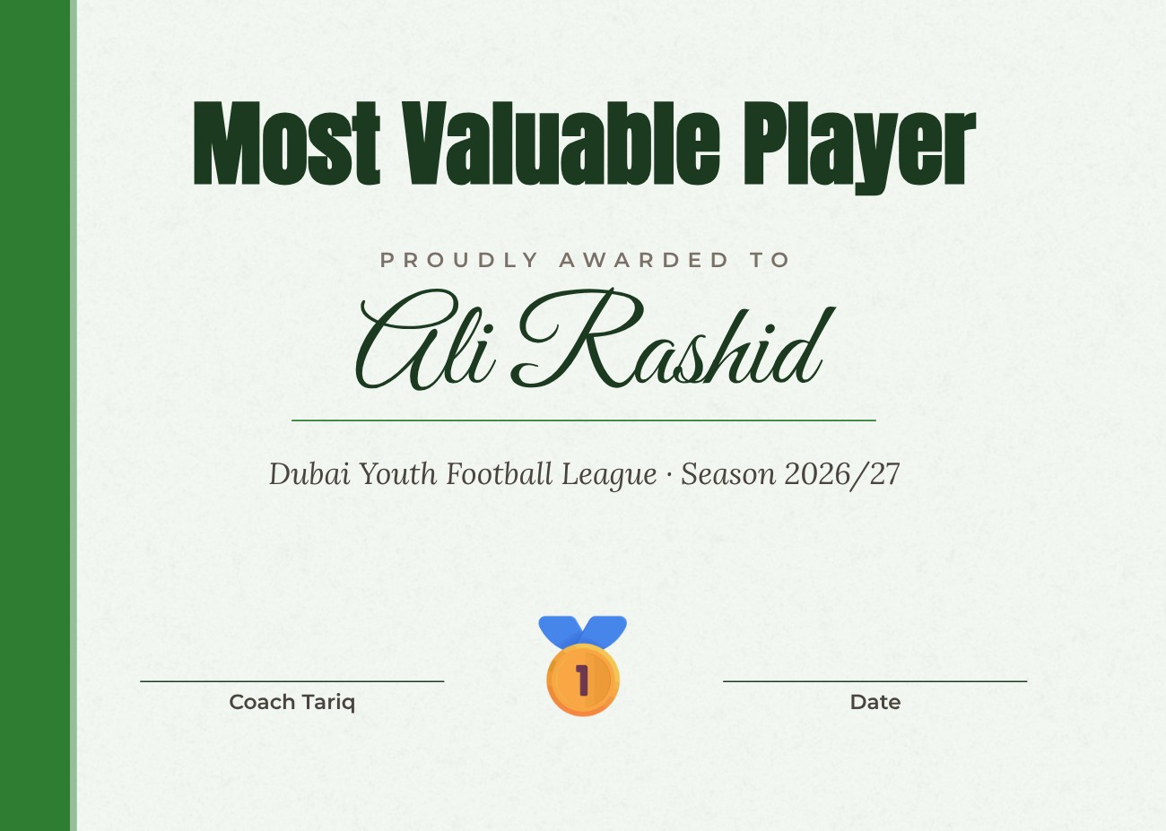 Sports Award Certificate — editable certificates template