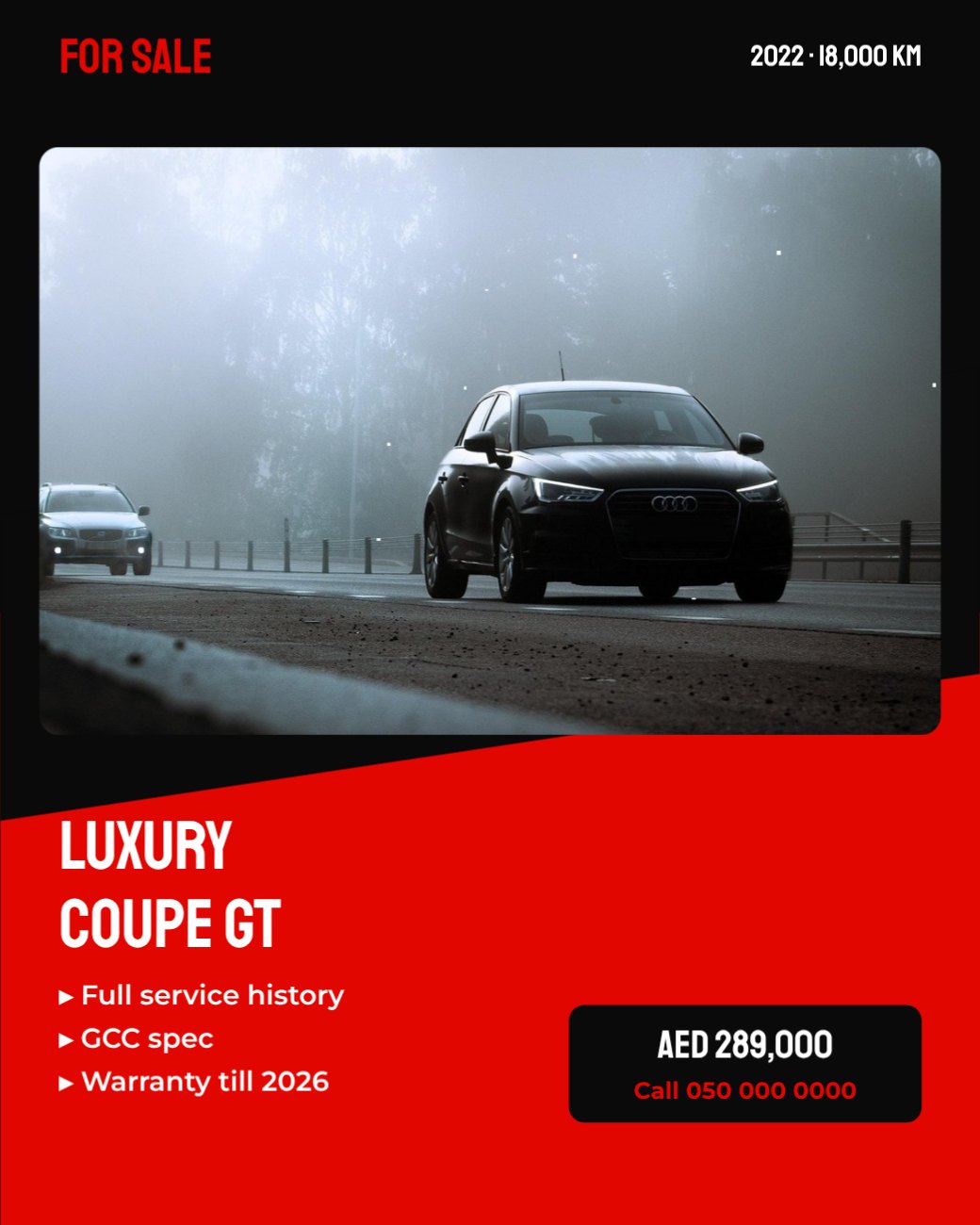Sports Car For Sale Post — editable social media template