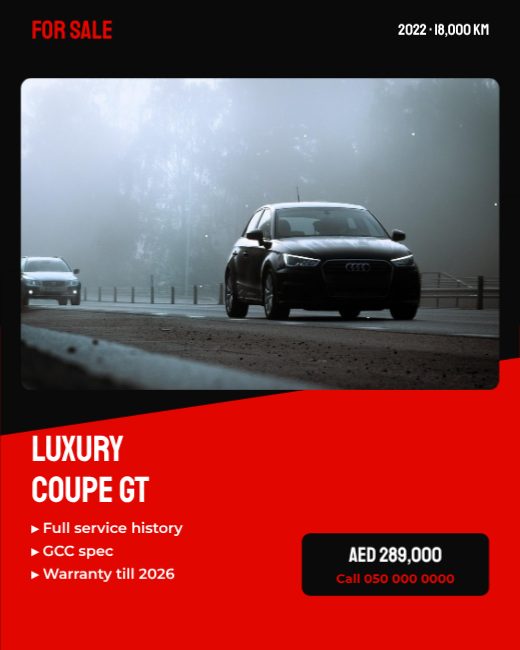 Sports Car For Sale Post — free sale design template
