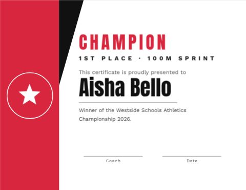 Sports Champion Certificate template