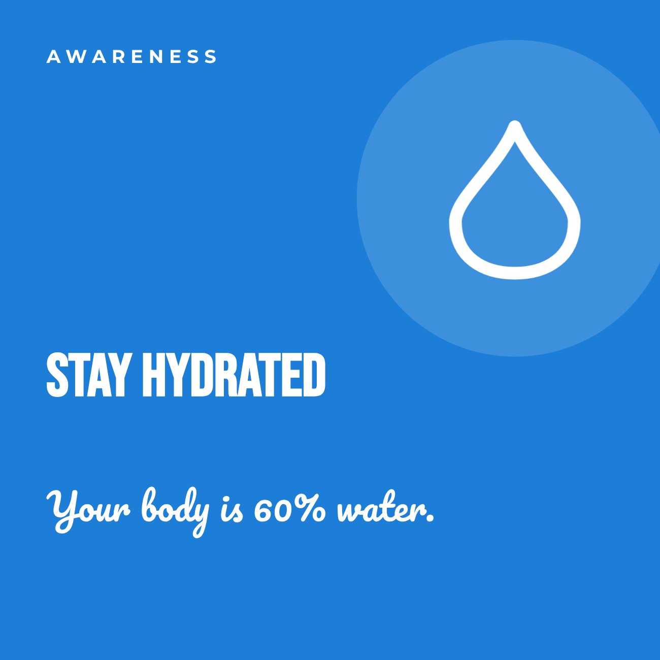 Stay Hydrated Awareness Post — editable social media template