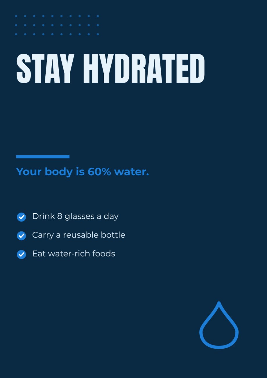 Stay Hydrated Awareness Poster — editable marketing template
