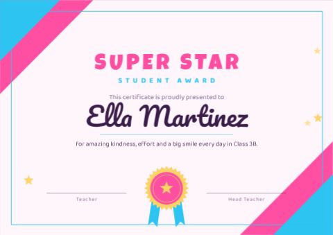Student Star Certificate template