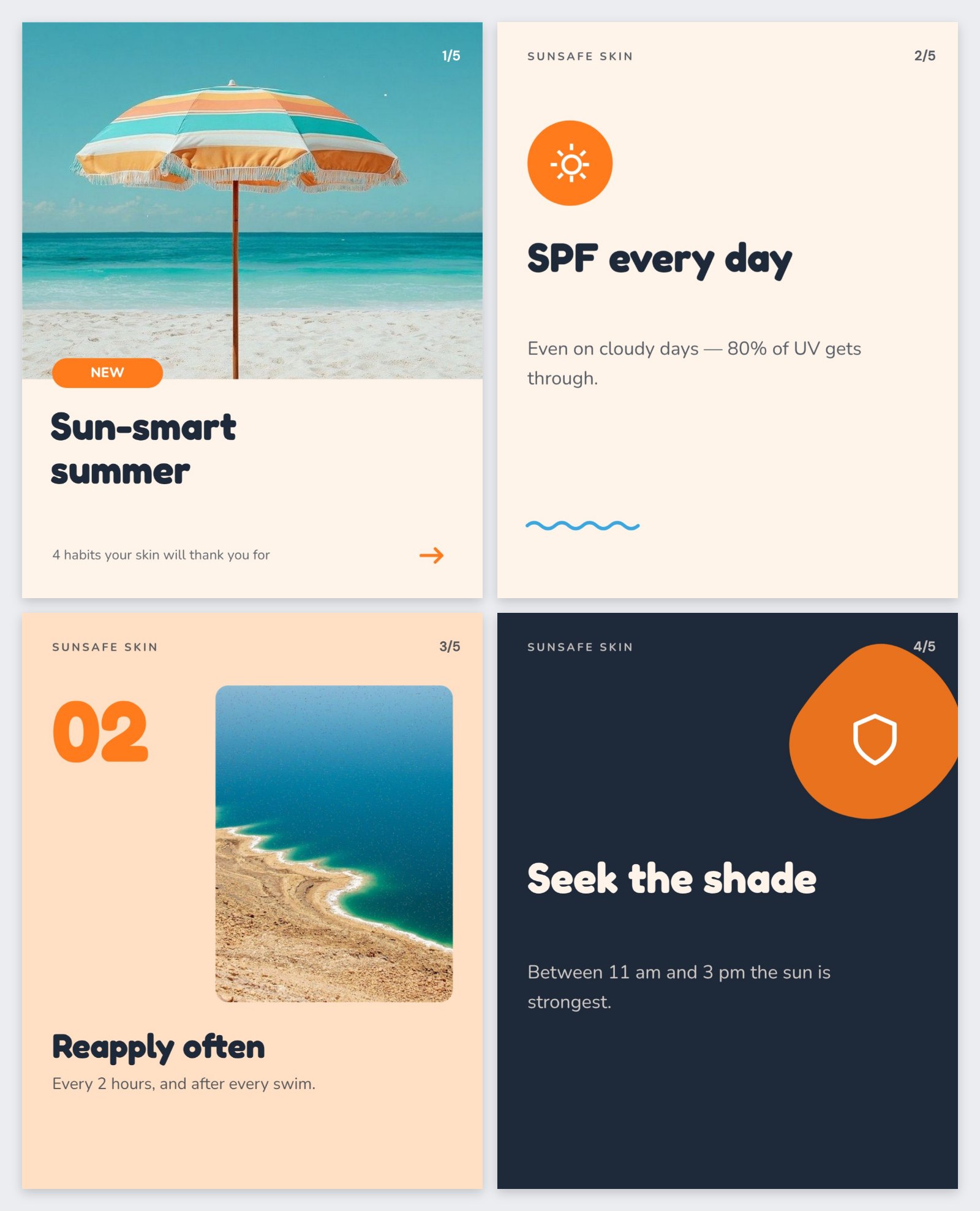 Sun Care Tips Instagram Carousel — editable social media template