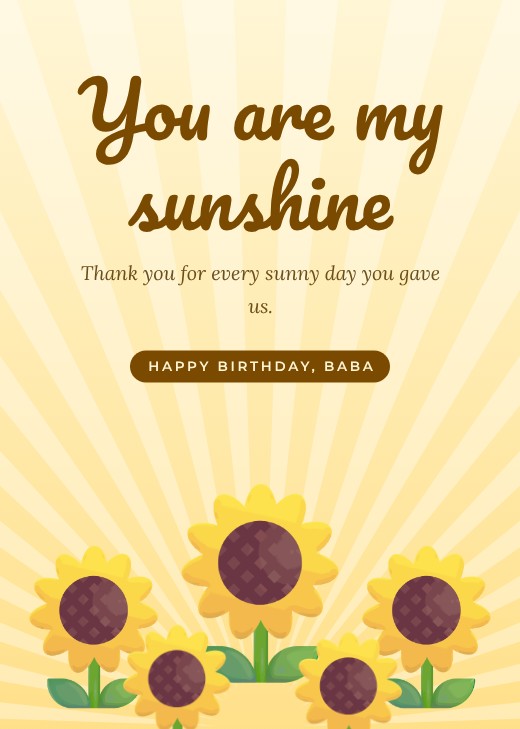 Sunflowers You Are My Sunshine Card — free greeting card template