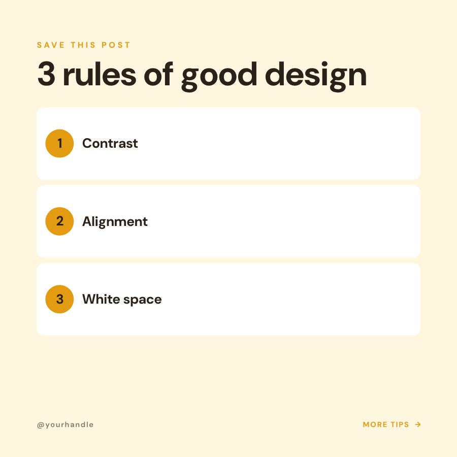 Sunny 3 rules of good design Tips Post — editable social media template