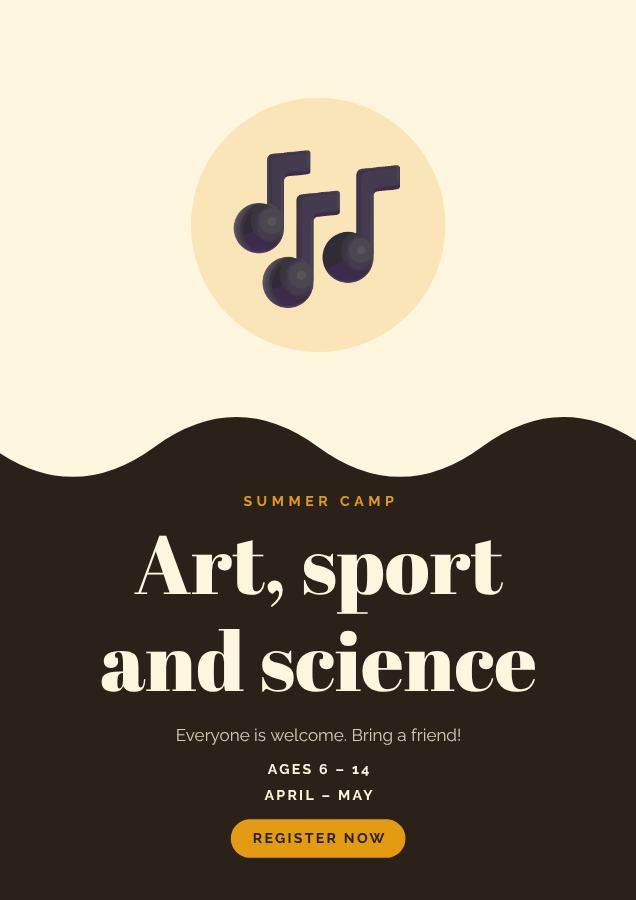 Sunny Art, sport and science Poster — editable marketing template