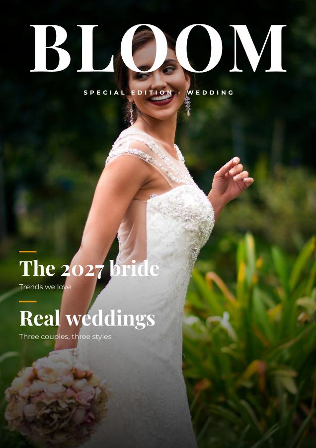 Sunny BLOOM Wedding Magazine Cover Special edition — editable marketing template