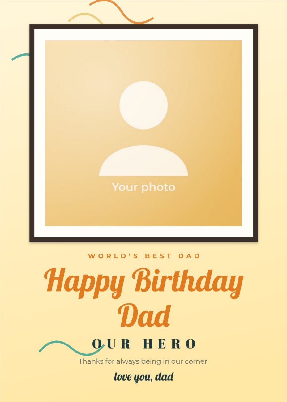 Sunny Dad Framed Print Card — editable birthday template