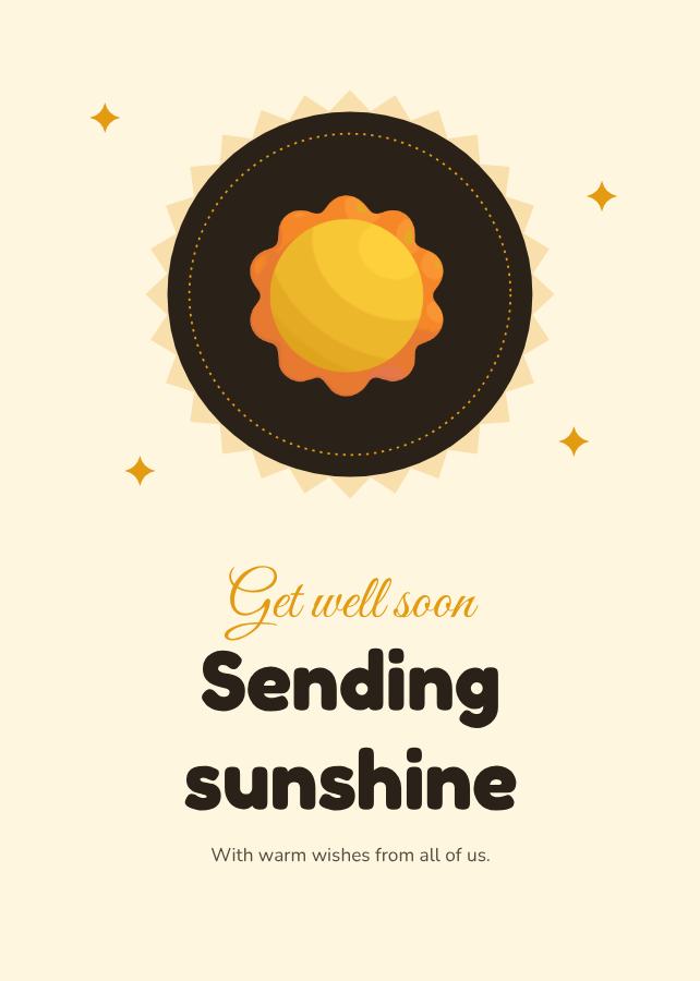 Sunny Get well soon sending sunshine Card V — editable cards template